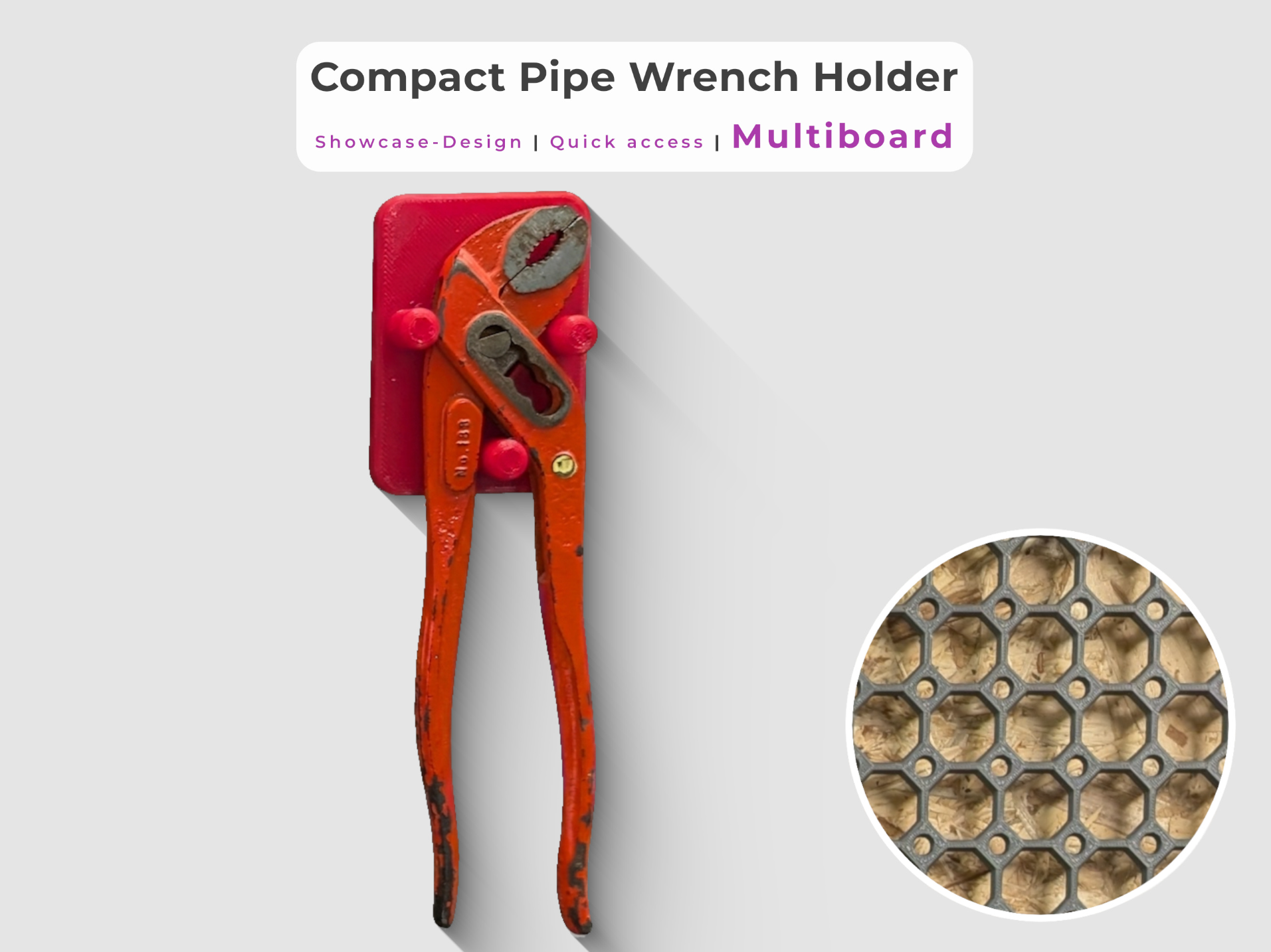 Compact Pipe Wrench Holder for Multiboard