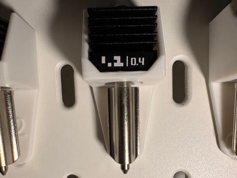 H2D H2S Hotend Skadis holder Full Set Size Visible