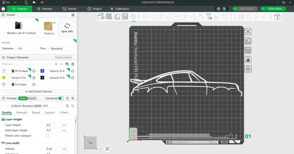 Porsche 911 Turbo(930)-Classic Silhouette Wall Art - Free 3D Print ...