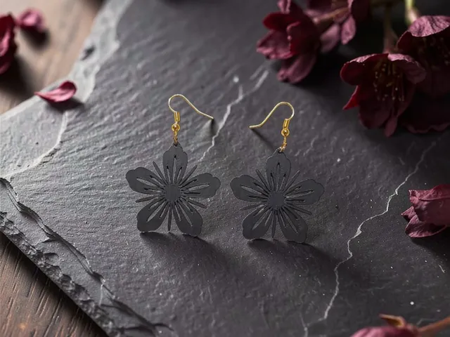 Dark sakura blossom earrings