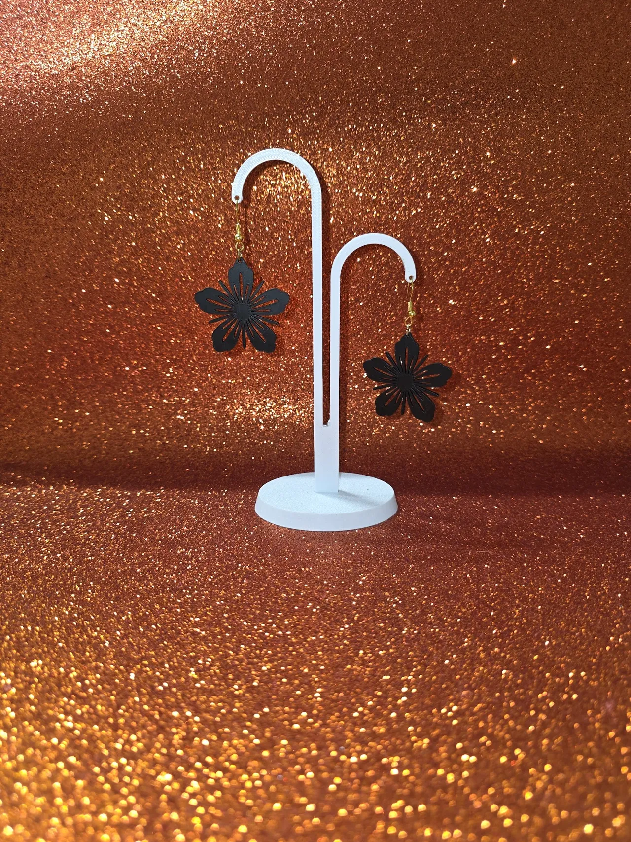 Dark sakura blossom earrings view 3