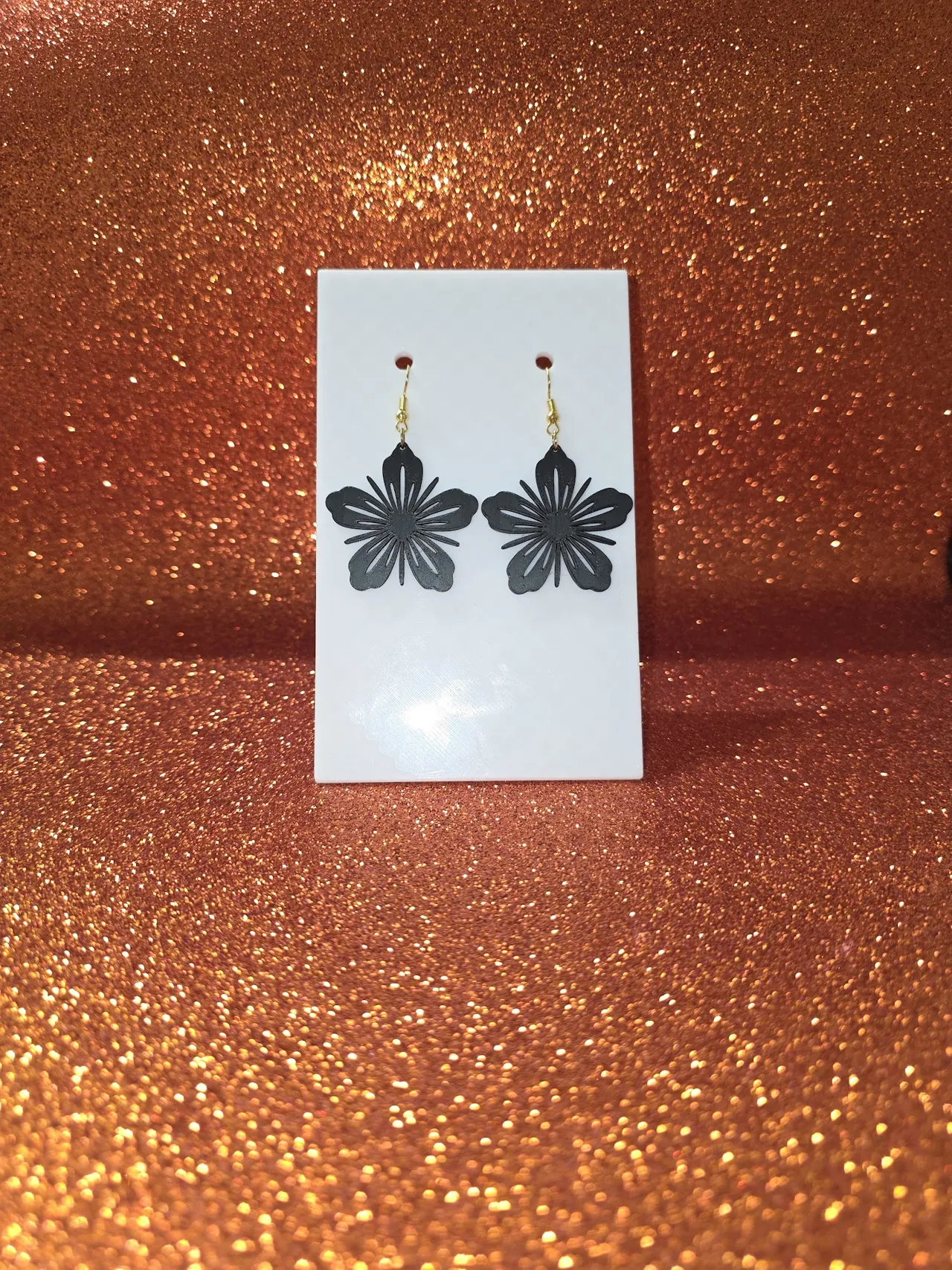 Dark sakura blossom earrings view 2