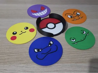 Posavasos minimalistas Pokemon con base incluida