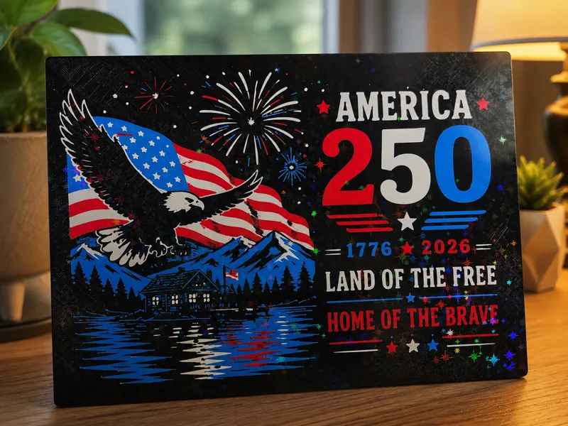 America 250 Light Box — Eagle & Cabin (1776–2026)