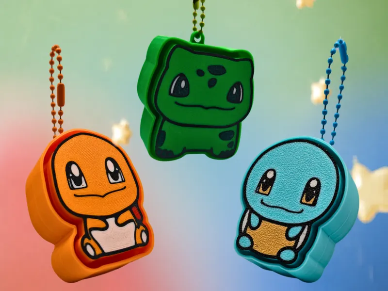 Kanto Starters Sitting Chibi Clickers Fidget Set