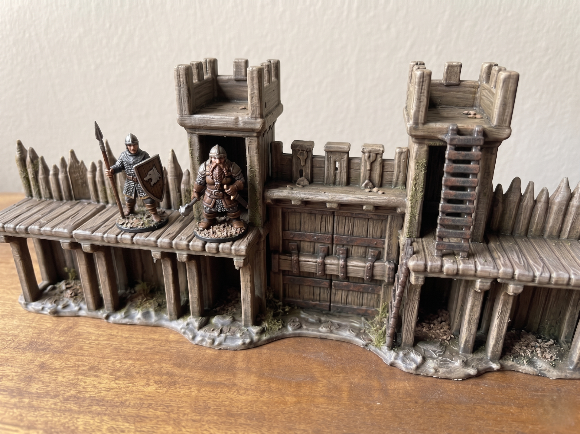 Tabletop Terrain - Wooden Palisade Gate Wall
