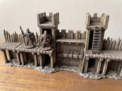 Tabletop Terrain - Wooden Palisade Gate Wall