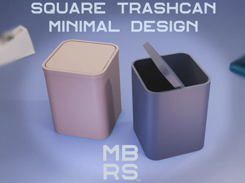 Desk Trashcan with Swing Lid SQUARE VERSION