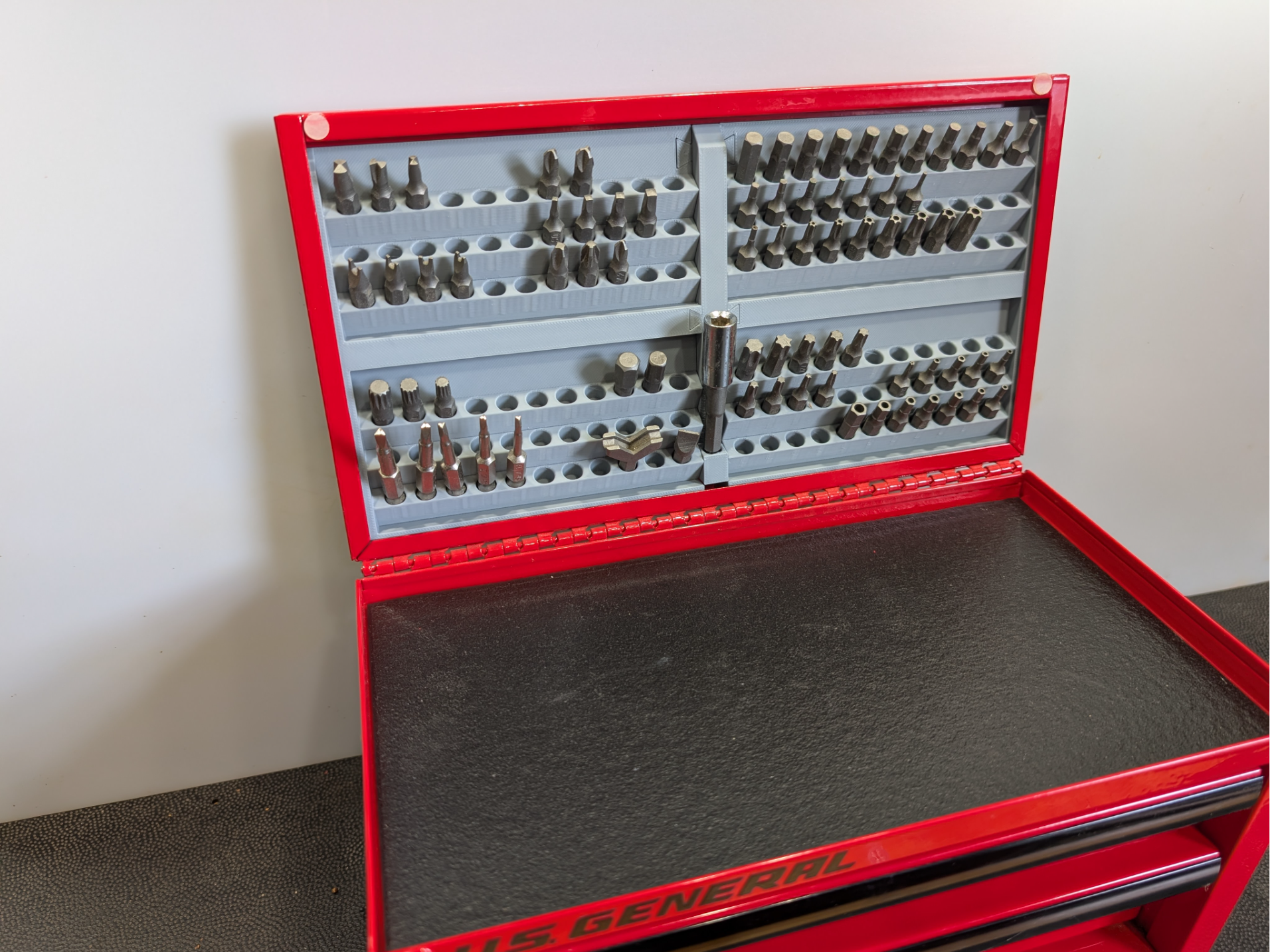 US General Mini Toolbox Lid Bit Rack