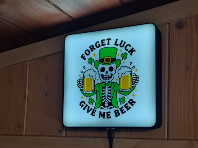 Forget Luck, Give Me Beer – Home Bar Lightbox