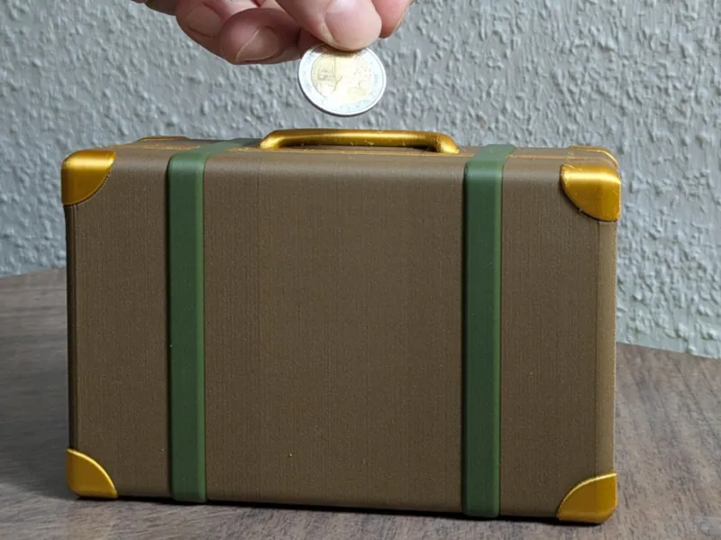 Travel Fund Piggy Bank – Old-Style Suitcase