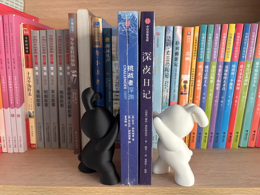 Cute Black and White Twin Rabbit Desktop Bookends | Bookends - Free 3D ...