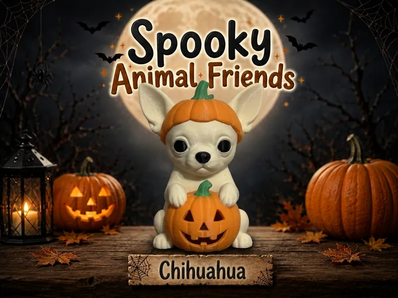 Chihuahua Pumpkin Spooky Animal Friends