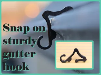 Gutter hook for hanging Christmas lights or other.