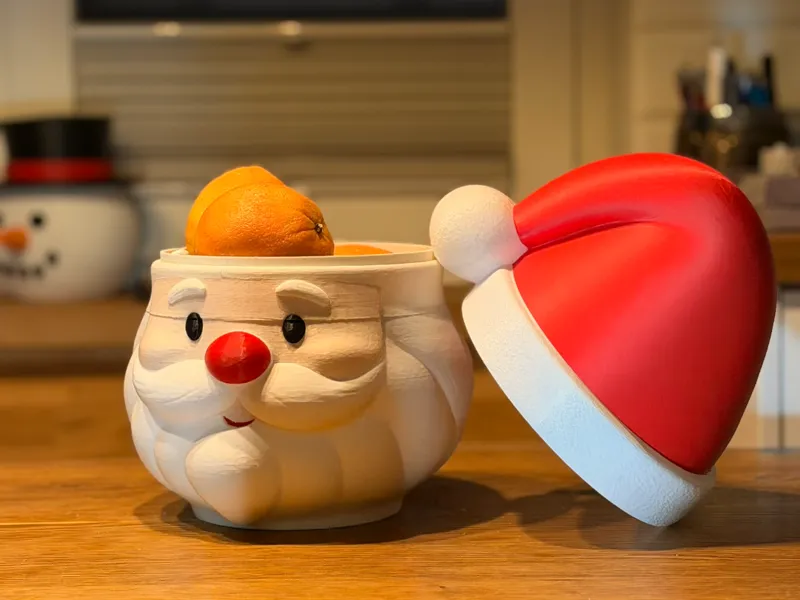 Santa Head Storage Bowl with Hat Lid