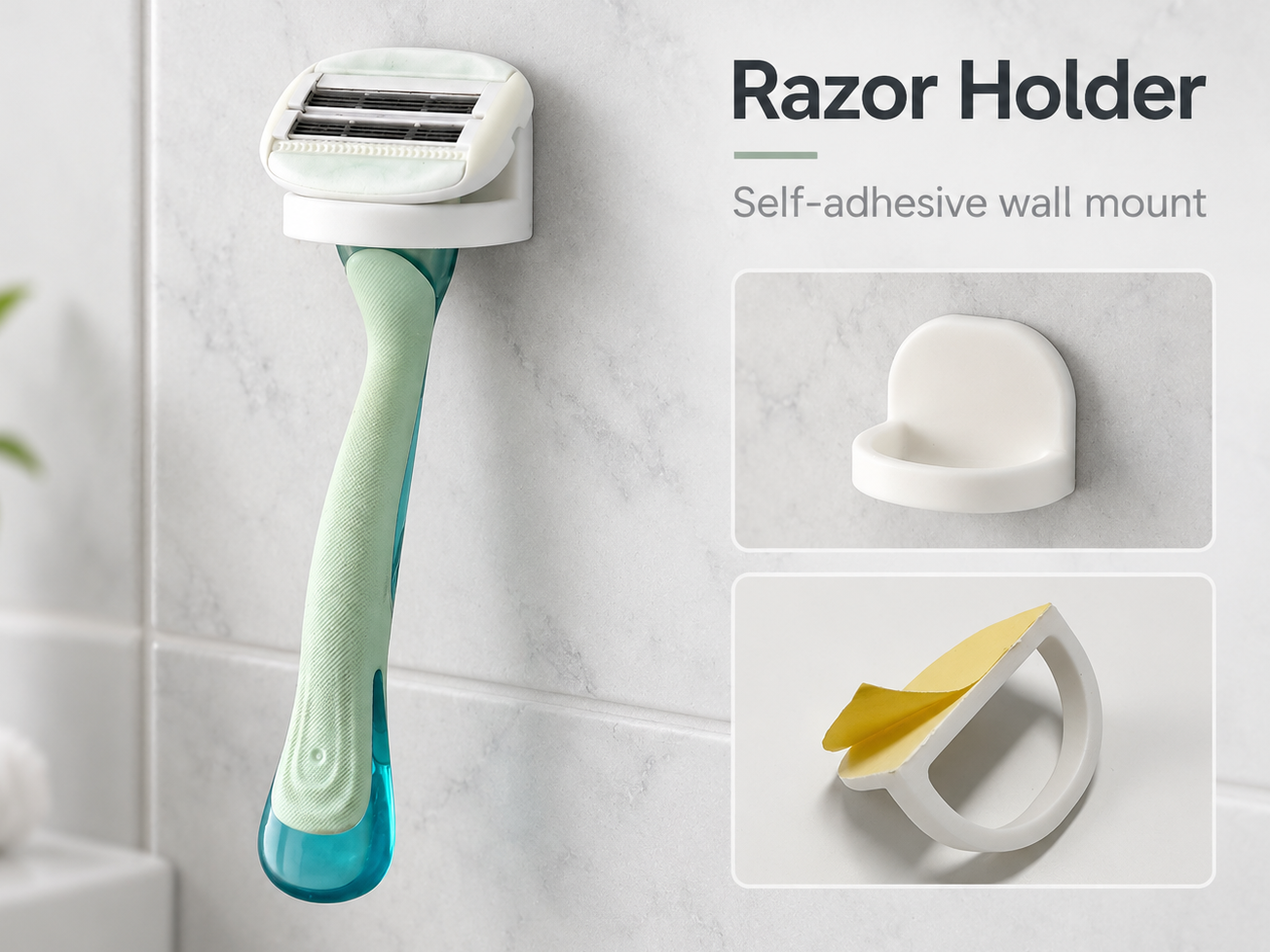 Razor Holder, Self-Adhesive Wall Mount - 3D printed Other House Models, in stock in India