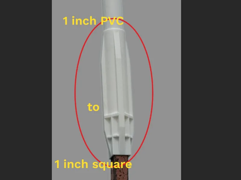 1 inch PVC to 1 inch square antenna mast adapter