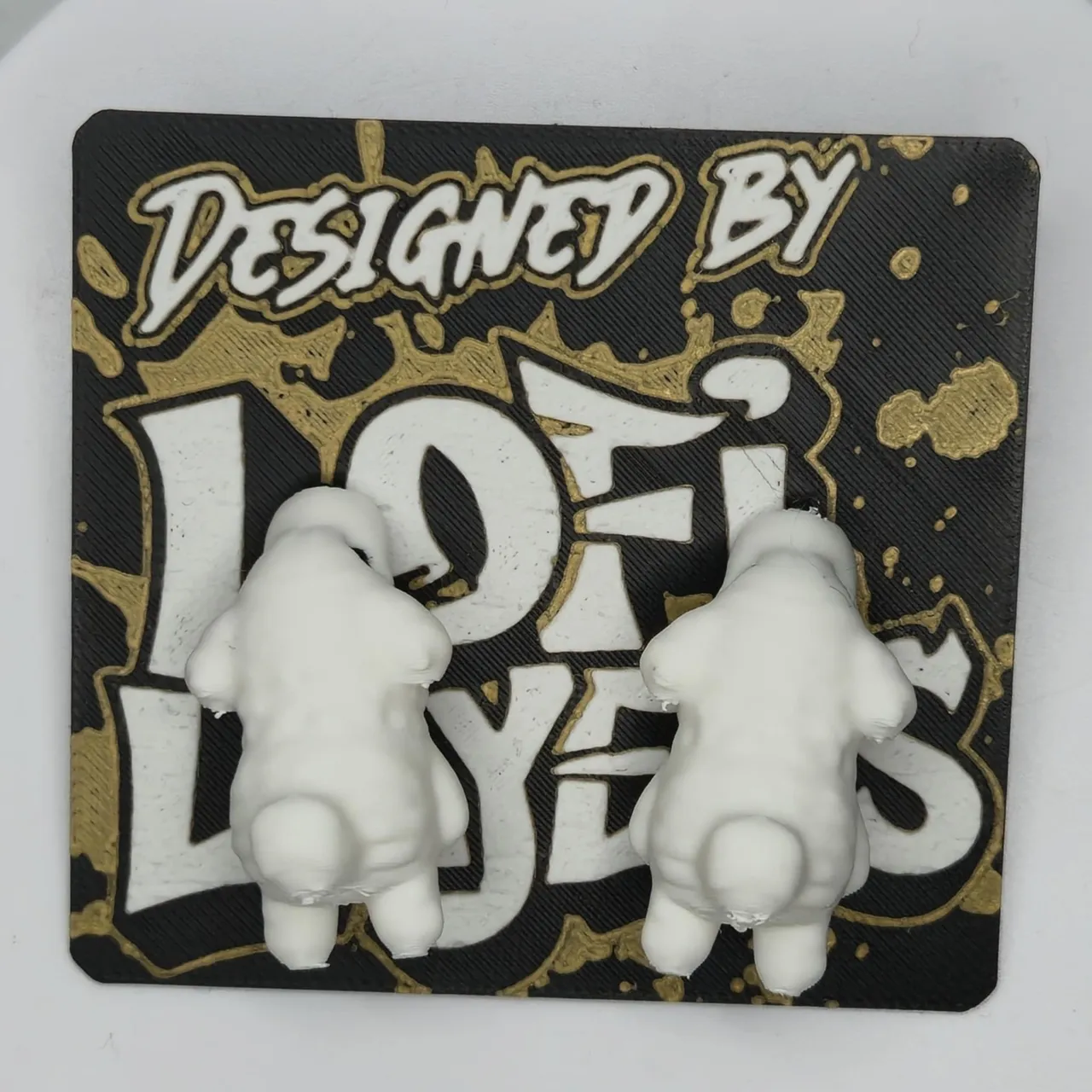 White Dog Chomper Earrings view 2