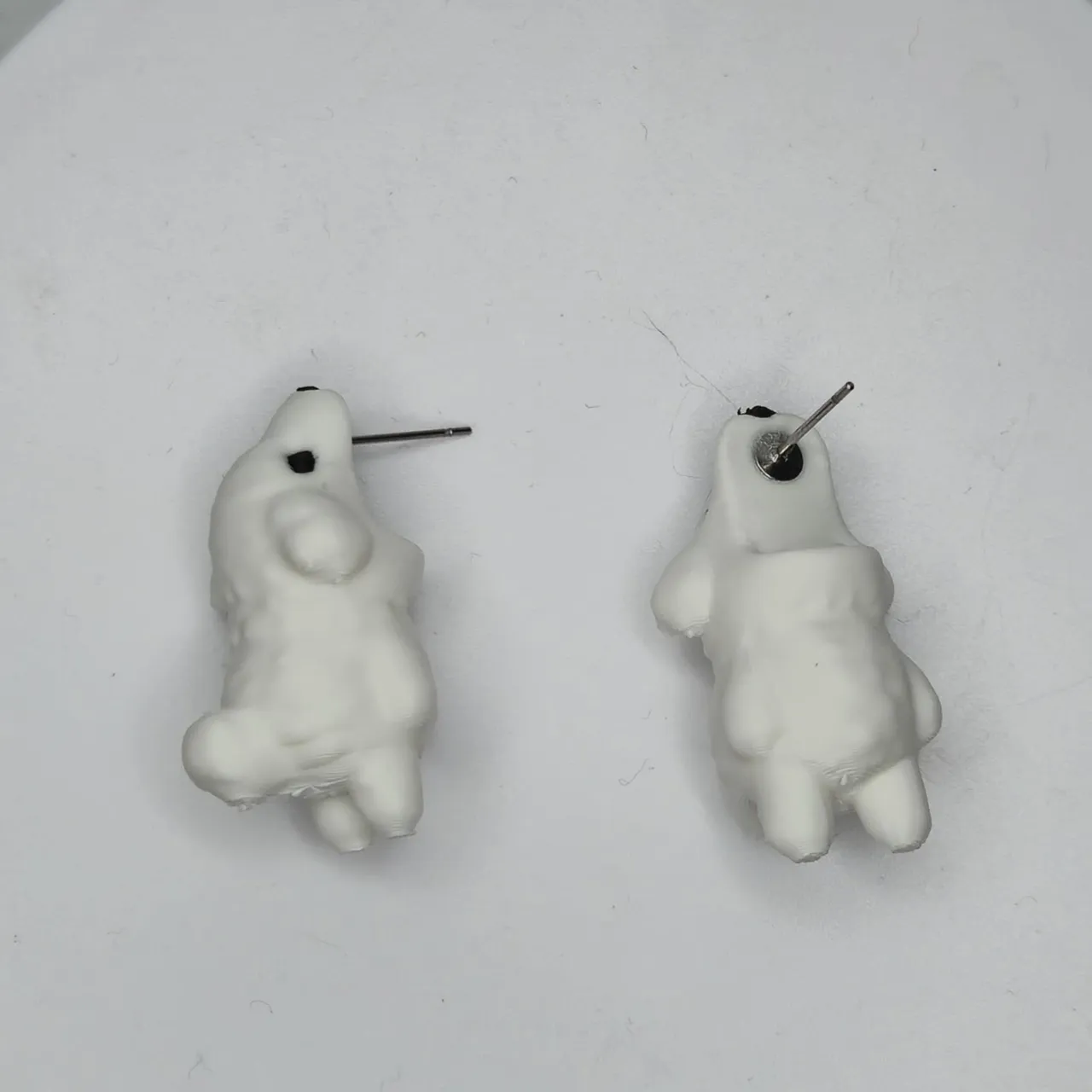 White Dog Chomper Earrings view 3