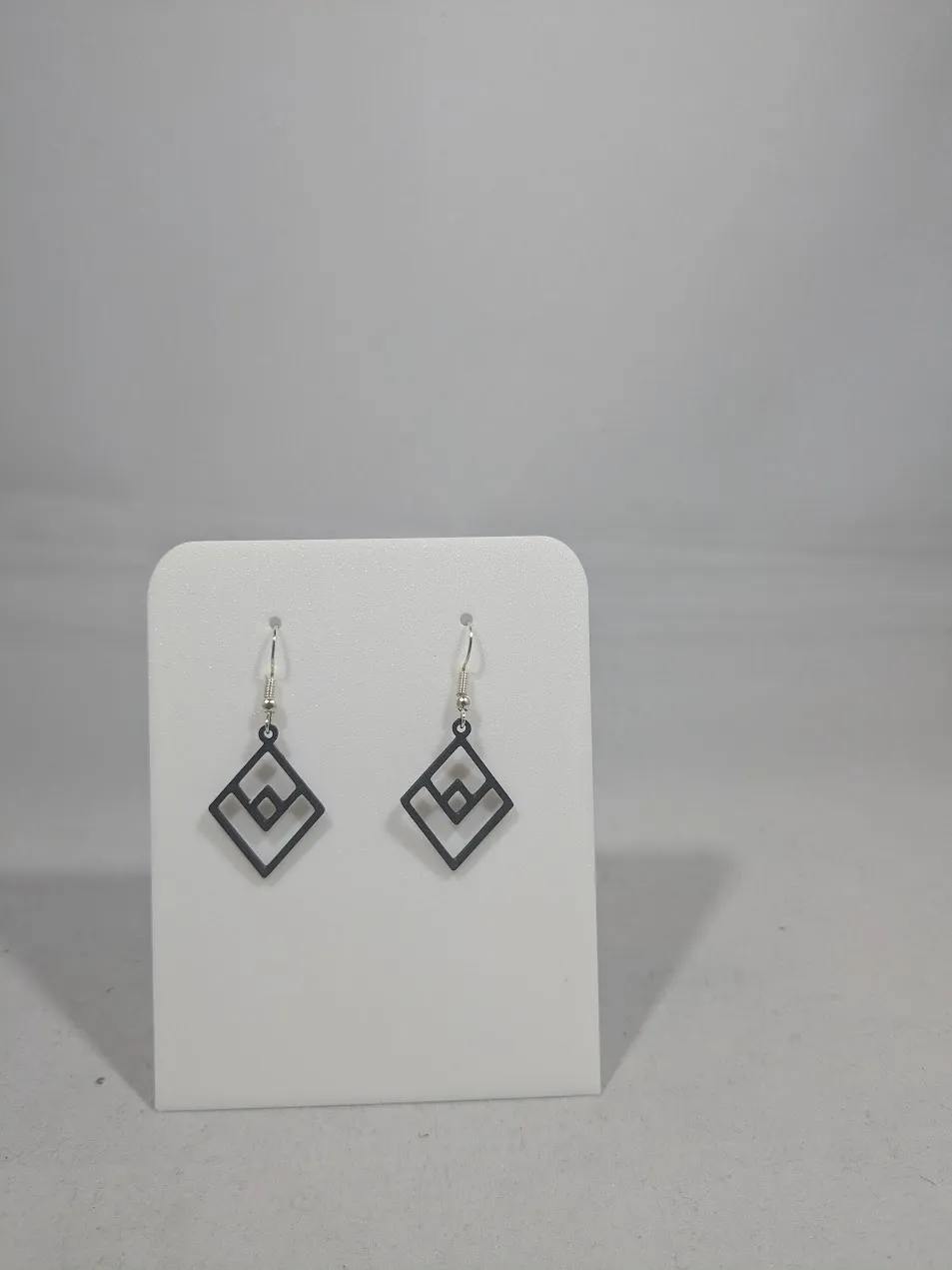Abstract earrings - tripple diamond view 4