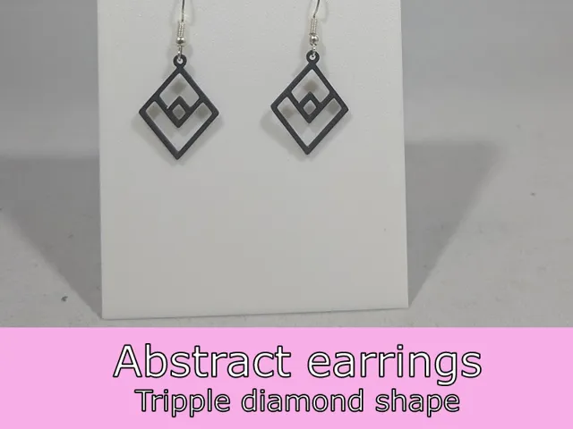 Abstract earrings - tripple diamond