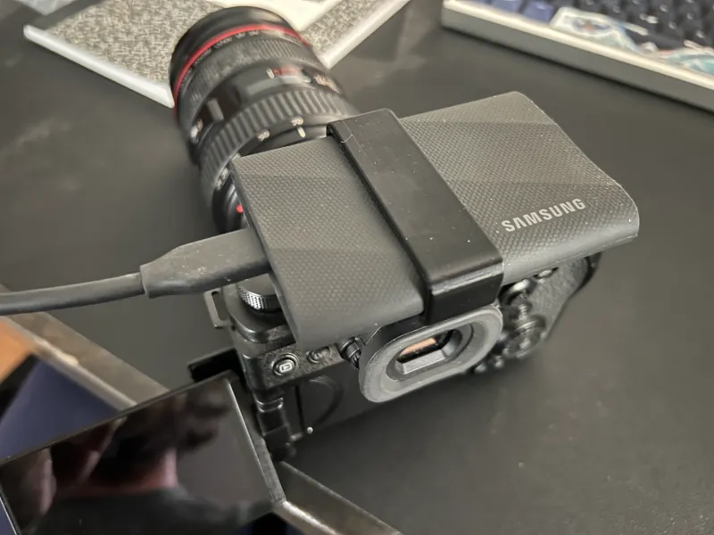 Samsung T9 Cold Shoe SSD Mount for Camera Setup