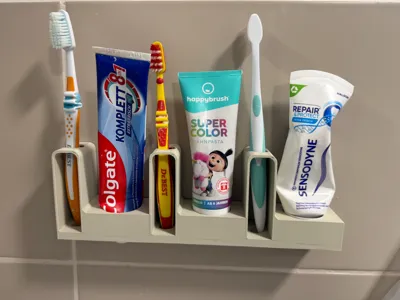 Toothbrush holder for 3 toothbrushes/toothpaste
