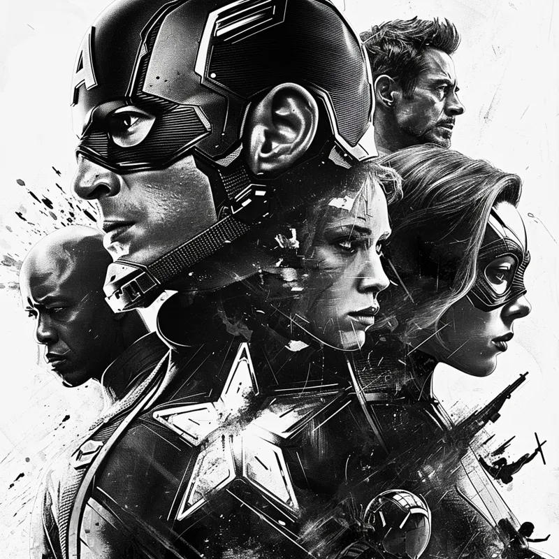Marvel Universe Poster Black and White Hueforge