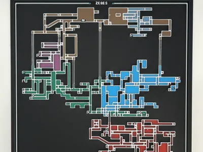 Super Metroid Zebes Map HueForge