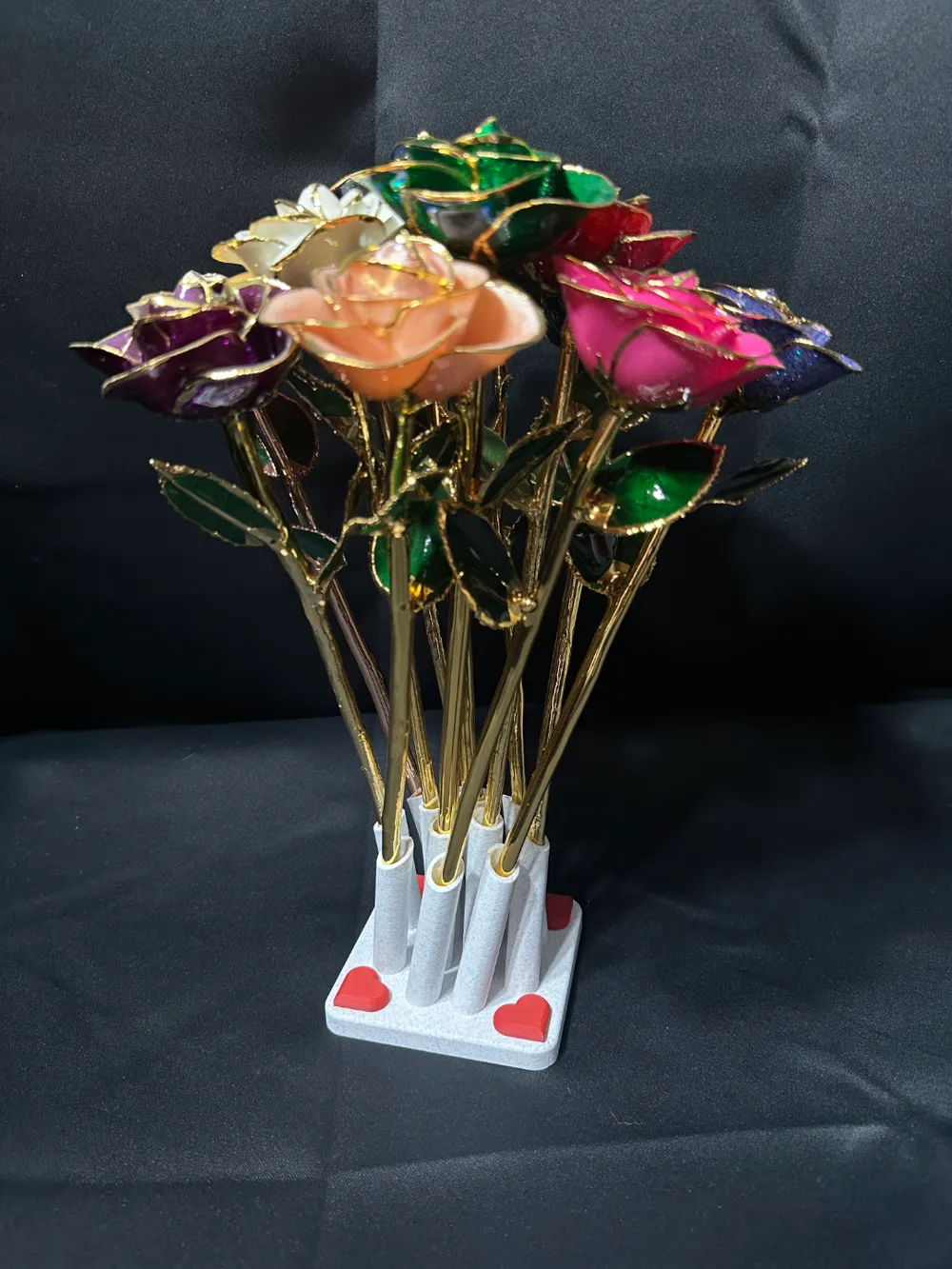 Rose Display for Dozen Gold or 3D Printed Roses by RxWoody - MakerWorld