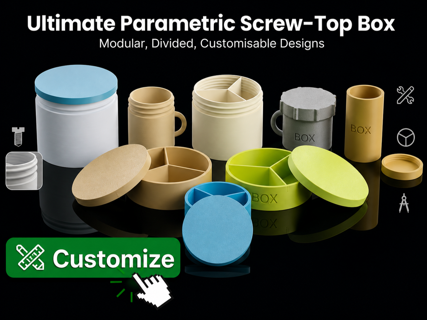 Ultimate Parametric Screw-Top Box (V64)