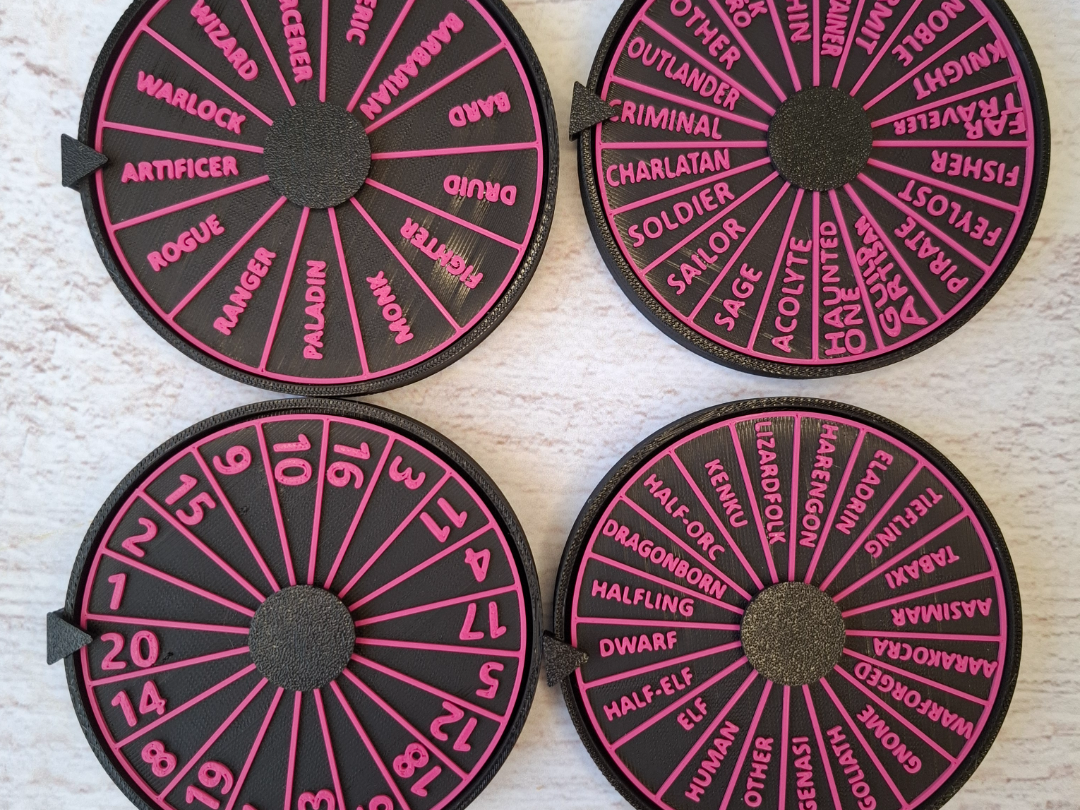 D&D Character Creation Spinner Set | D20 Wheel