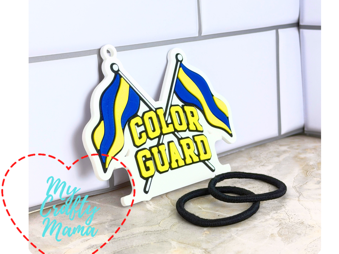 Color guard hair tie holder keychain 3D model