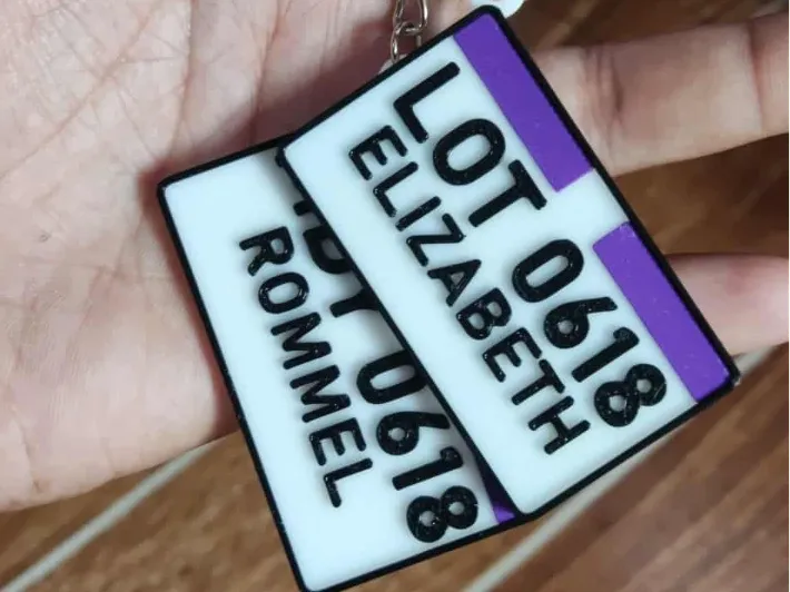 PLATE NUMBER KEYCHAIN CUSTOMIZABLE