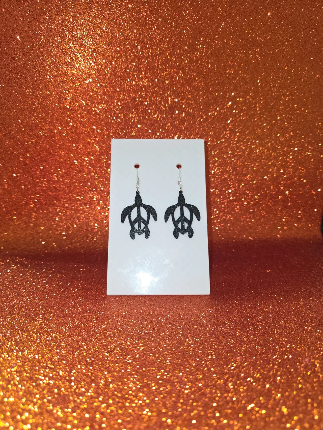 Turtle peace earrings view 2