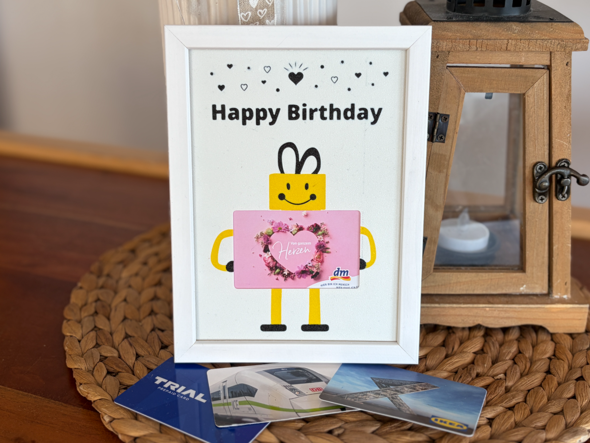 Geschenkgutschein für Geburtstag im Bilderrahmen
