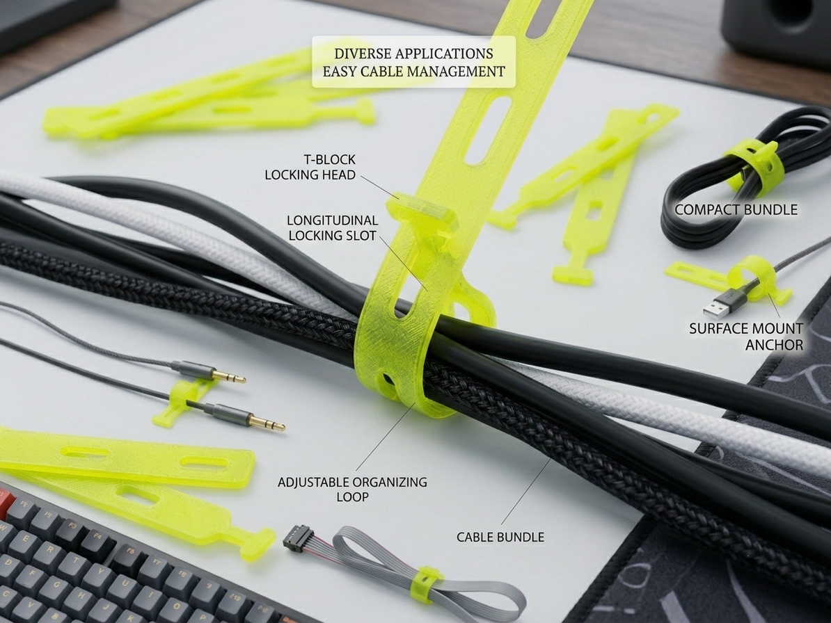 Flexible TPU Cable Tie – Reusable Cable Organizer