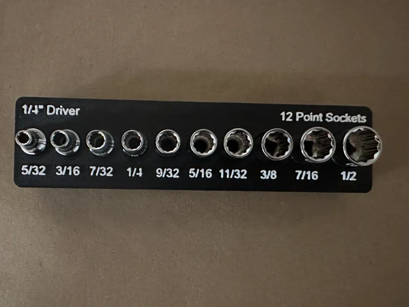 1/4" Standard 12 Point Socket Gridfinity 