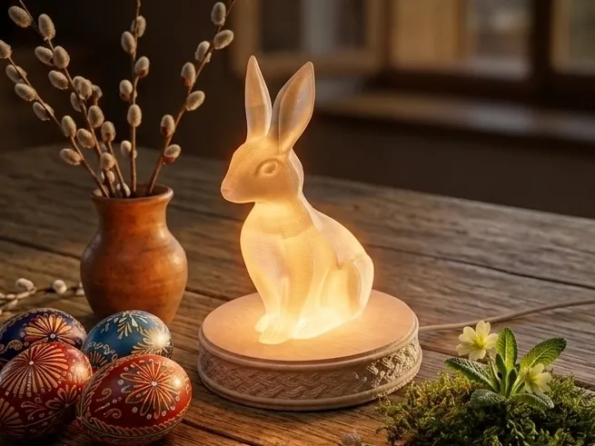 Glowing Easter Bunny, minimalist, modern, decor