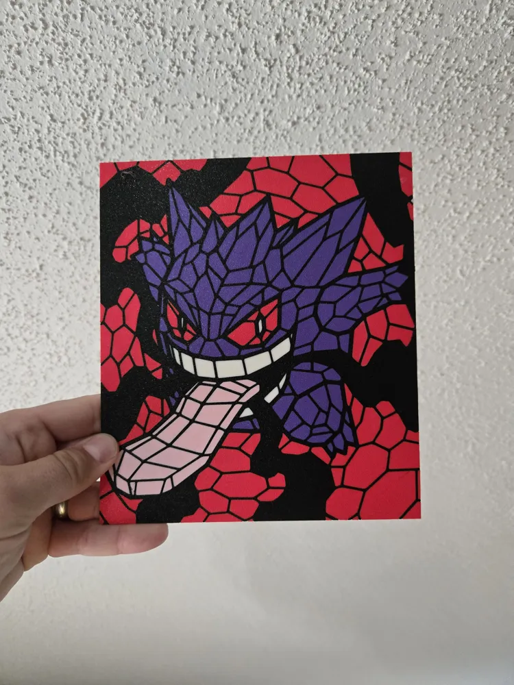 Gengar Stained Glass - 5 Colors - Free 3D Print Model - MakerWorld Gengar Stained Glass - 5 Colors - Free 3D Print Model - MakerWorld