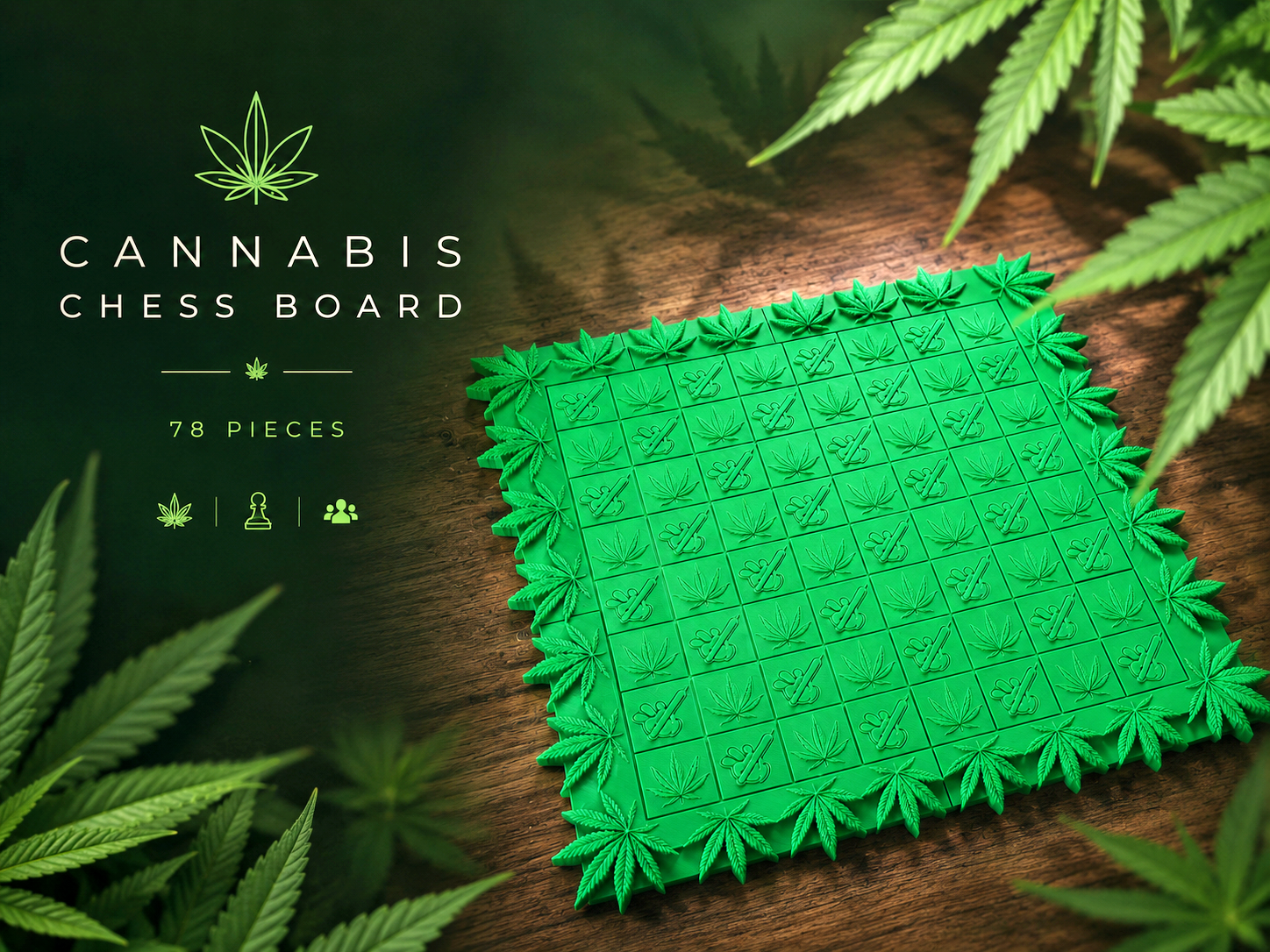 Cannabis Leaf Chess Board | 3D Printable Board