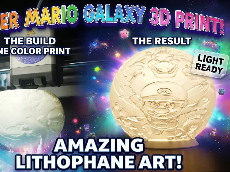 Mario Galaxy Lithophane Sphere Lamp