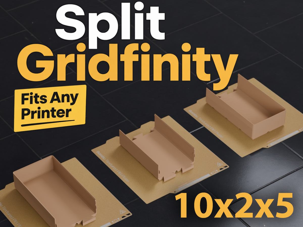10x2 A1 Mini Gridfinity Bin 5U Dovetail Split Fit