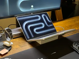 Tilted laptop stand