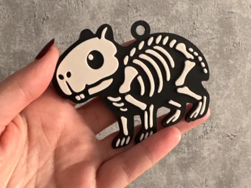 Capybara skeleton keychain
