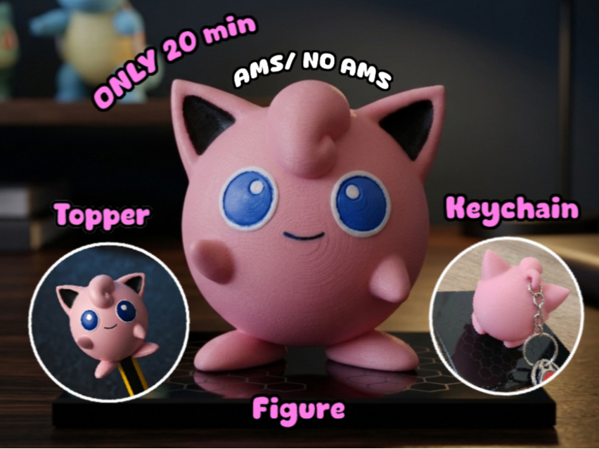 Jigglypuff 3 en 1: Figura, llavero y topper!