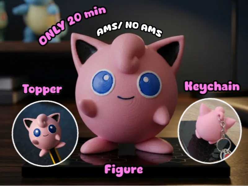 Jigglypuff 3 en 1: Figura, llavero y topper!