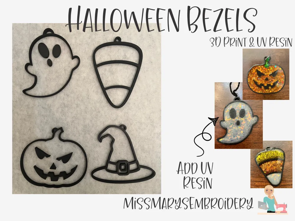 Llavero: Halloween Bezels Set -- 3d Print & UV Resin. Referencia del modelo original.