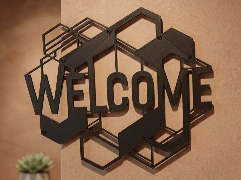 Modern Geometric "WELCOME" Wall Art / Sign
