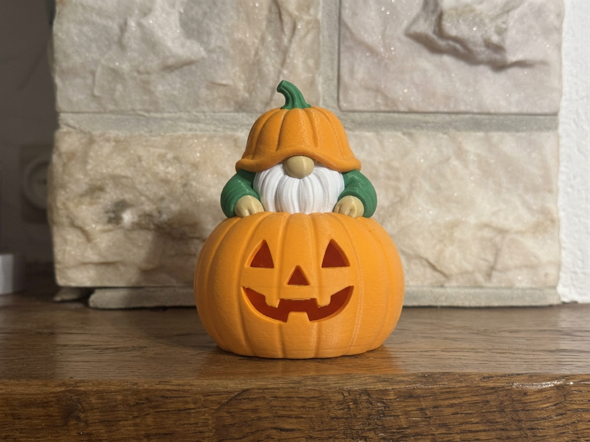 Gnome GlowPaws Tealight Holder Pumpkin - 1